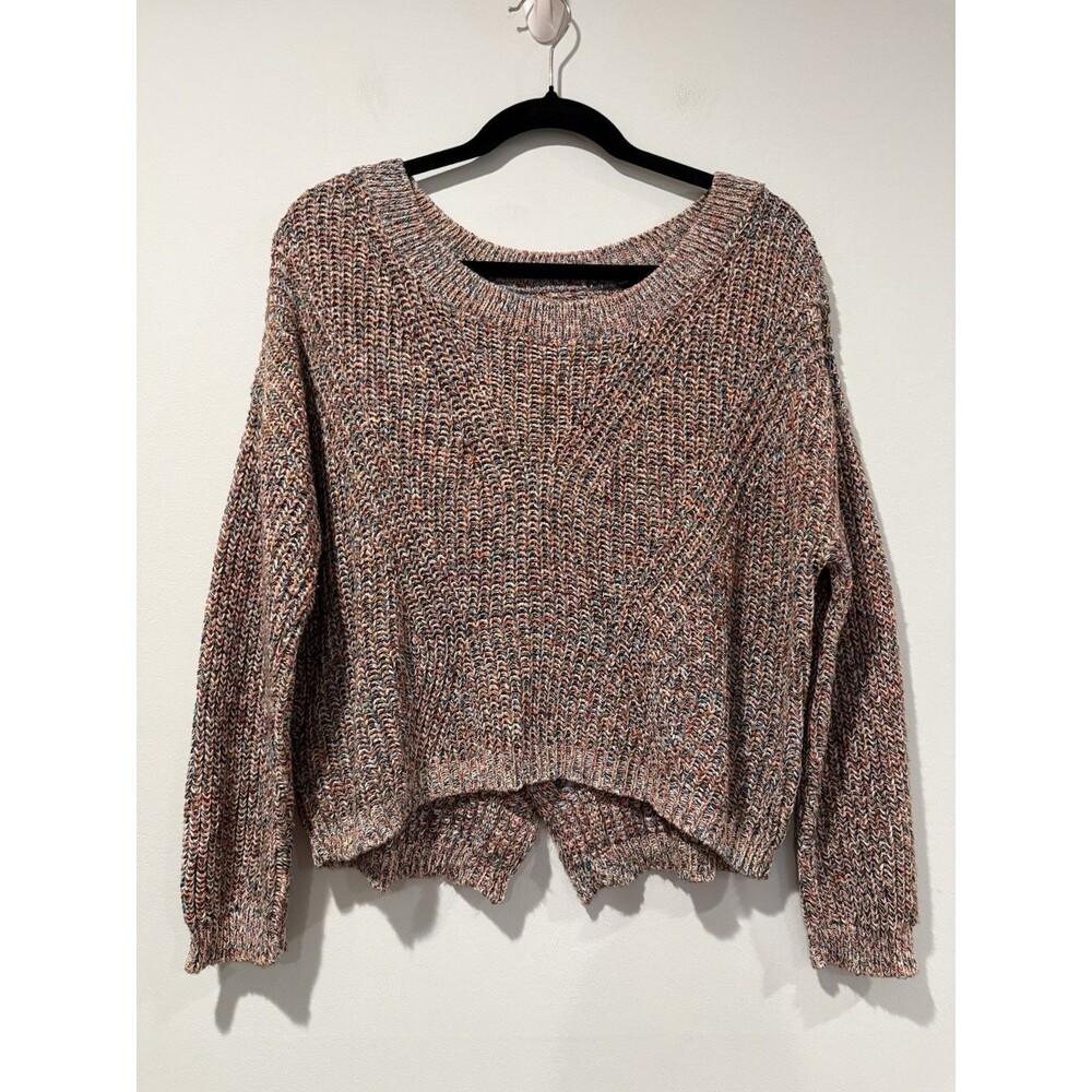 Express Open Back Sweater Womens XS Multicolor Marled Knit Boho Indie Travel